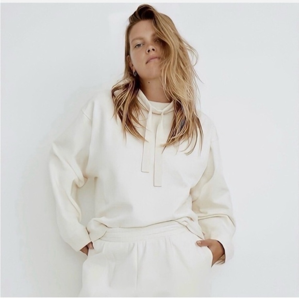 Madewell MWL Ribbed Funnel Neck Sweatshirt Size Medium Antique Cream Size XS‎